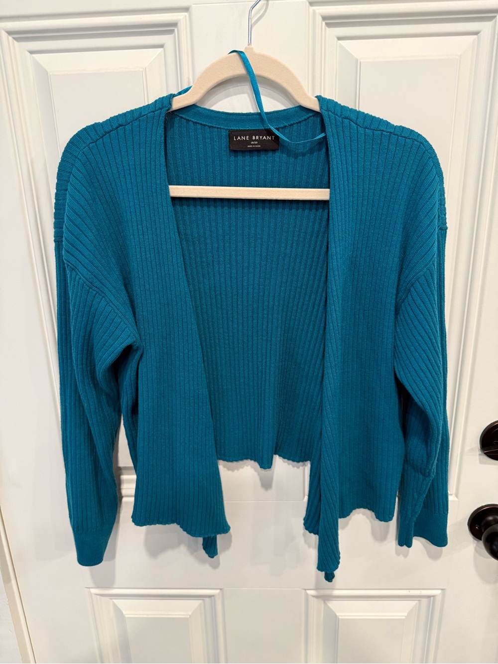 Lane Bryant Teal Ribbed Open-Front Cardigan Sweater